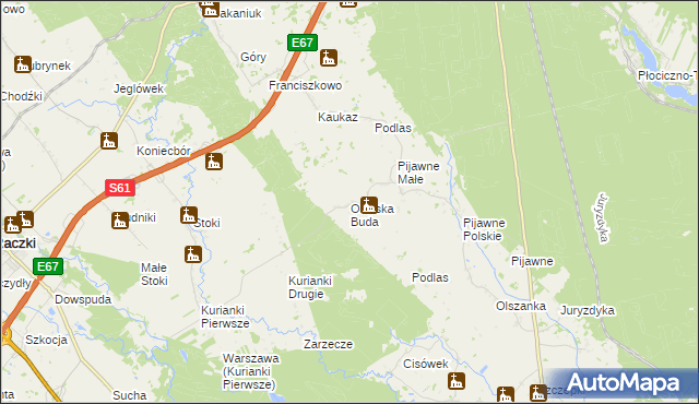 mapa Osińska Buda, Osińska Buda na mapie Targeo