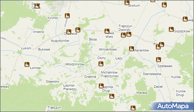 mapa Osiny gmina Zagórów, Osiny gmina Zagórów na mapie Targeo