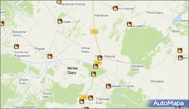 mapa Osiny-Majorat, Osiny-Majorat na mapie Targeo