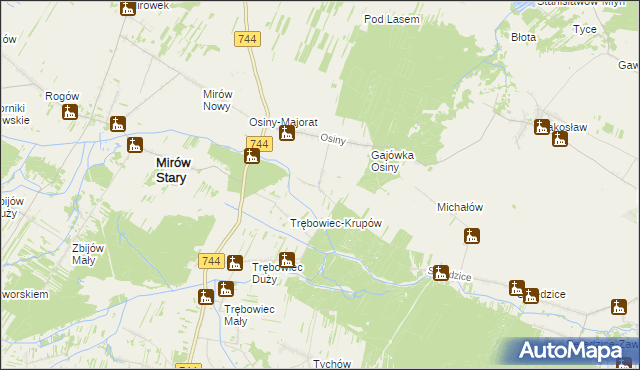 mapa Osiny-Mokra Niwa, Osiny-Mokra Niwa na mapie Targeo