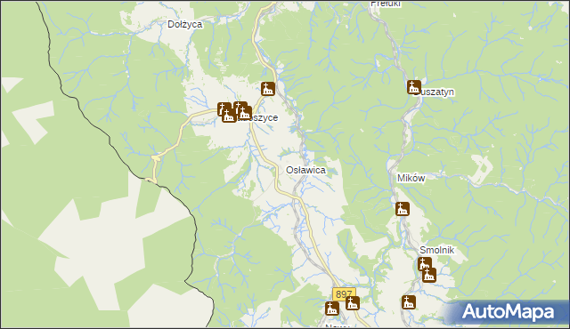 mapa Osławica, Osławica na mapie Targeo