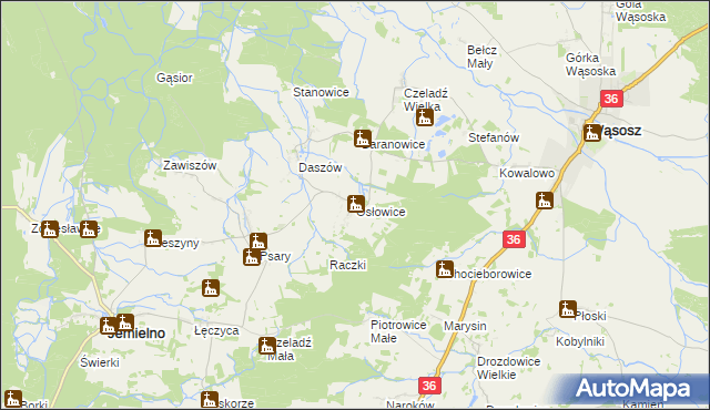 mapa Osłowice, Osłowice na mapie Targeo