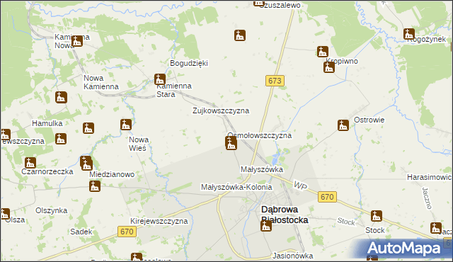 mapa Osmołowszczyzna, Osmołowszczyzna na mapie Targeo