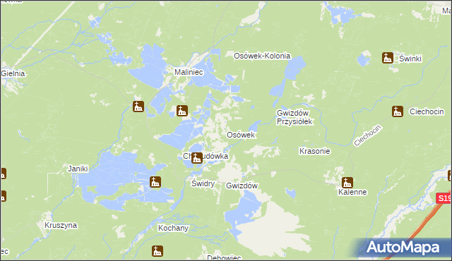 mapa Osówek gmina Potok Wielki, Osówek gmina Potok Wielki na mapie Targeo