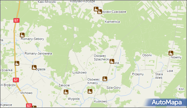 mapa Osówiec Szlachecki, Osówiec Szlachecki na mapie Targeo