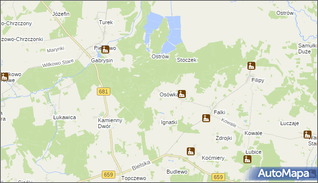 mapa Osówka gmina Wyszki, Osówka gmina Wyszki na mapie Targeo