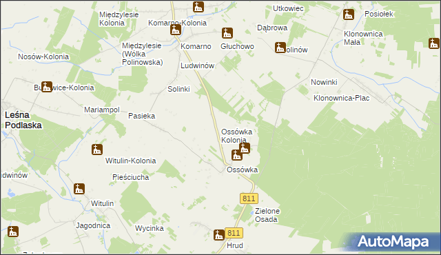 mapa Ossówka Kolonia, Ossówka Kolonia na mapie Targeo