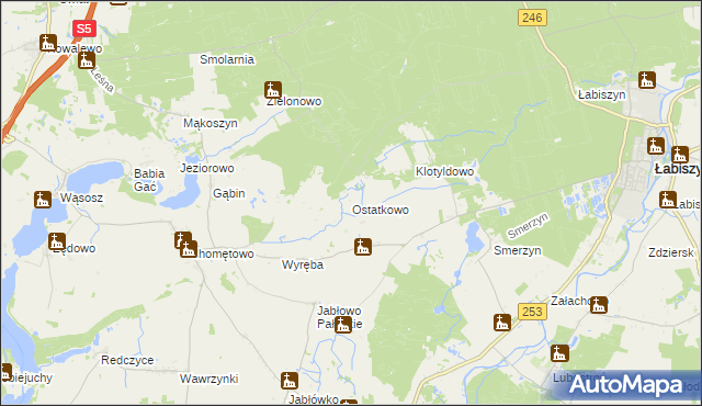 mapa Ostatkowo, Ostatkowo na mapie Targeo
