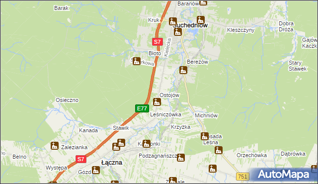 mapa Ostojów, Ostojów na mapie Targeo