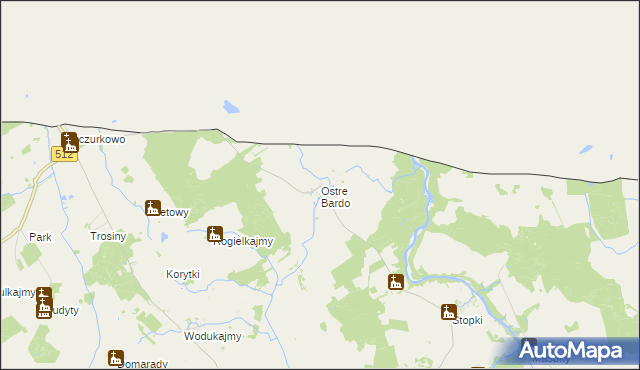 mapa Ostre Bardo gmina Sępopol, Ostre Bardo gmina Sępopol na mapie Targeo