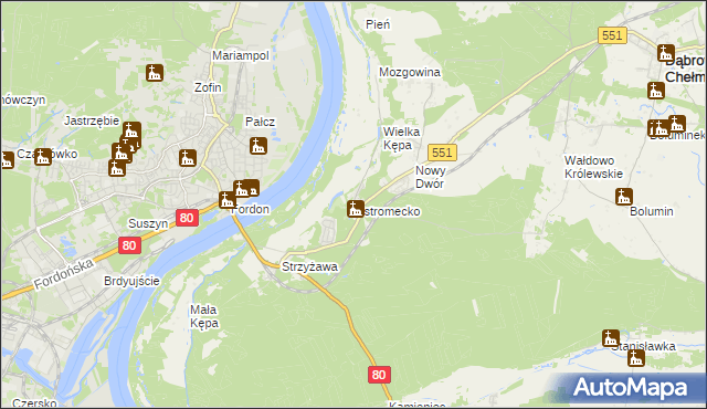 mapa Ostromecko, Ostromecko na mapie Targeo