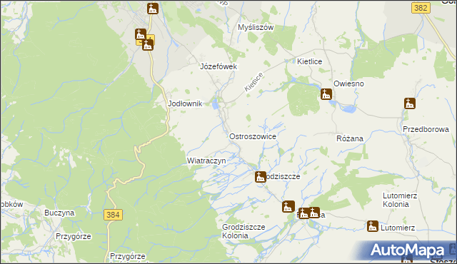 mapa Ostroszowice, Ostroszowice na mapie Targeo