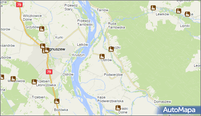 mapa Ostrów gmina Maciejowice, Ostrów gmina Maciejowice na mapie Targeo