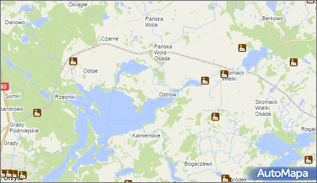 mapa Ostrów gmina Stare Juchy, Ostrów gmina Stare Juchy na mapie Targeo