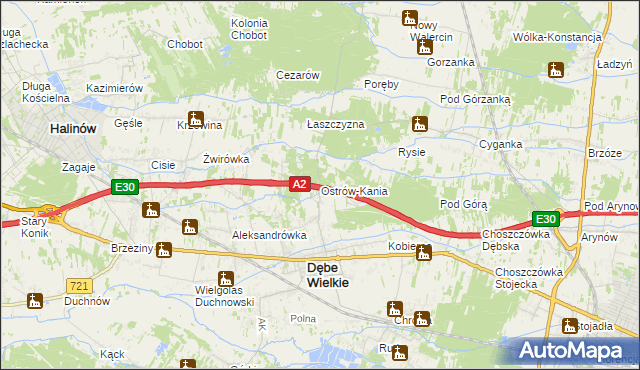 mapa Ostrów-Kania, Ostrów-Kania na mapie Targeo