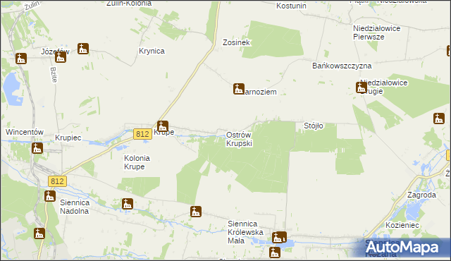 mapa Ostrów Krupski, Ostrów Krupski na mapie Targeo