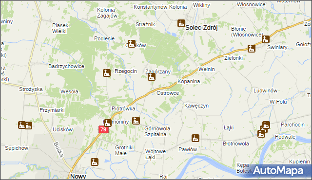 mapa Ostrowce, Ostrowce na mapie Targeo