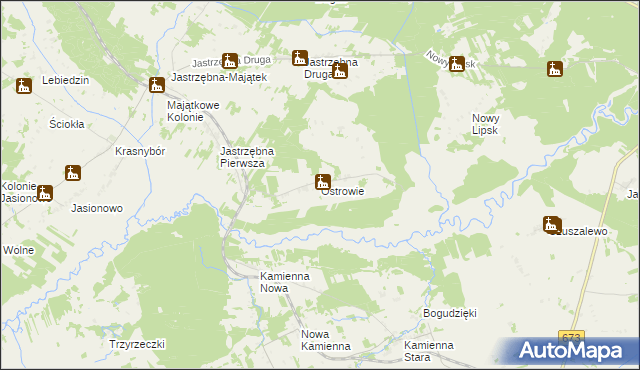 mapa Ostrowie gmina Sztabin, Ostrowie gmina Sztabin na mapie Targeo