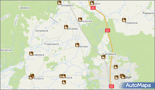 mapa Ostrówki gmina Budzyń, Ostrówki gmina Budzyń na mapie Targeo