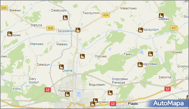 mapa Ostrowo gmina Gostyń, Ostrowo gmina Gostyń na mapie Targeo