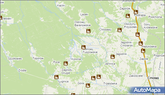 mapa Ostrowy Tuszowskie, Ostrowy Tuszowskie na mapie Targeo