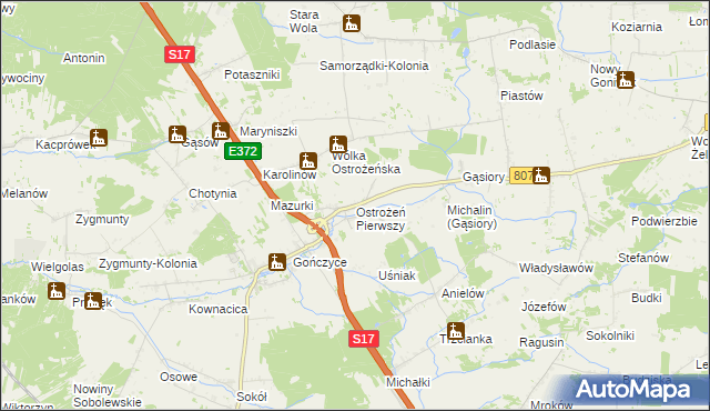 mapa Ostrożeń Pierwszy, Ostrożeń Pierwszy na mapie Targeo