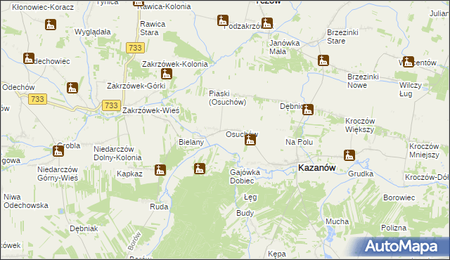 mapa Osuchów gmina Kazanów, Osuchów gmina Kazanów na mapie Targeo