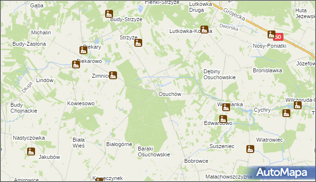 mapa Osuchów gmina Mszczonów, Osuchów gmina Mszczonów na mapie Targeo