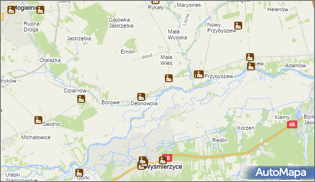 mapa Osuchów gmina Promna, Osuchów gmina Promna na mapie Targeo