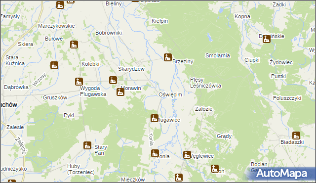 mapa Oświęcim gmina Doruchów, Oświęcim gmina Doruchów na mapie Targeo