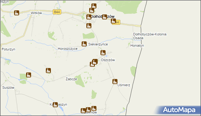 mapa Oszczów, Oszczów na mapie Targeo