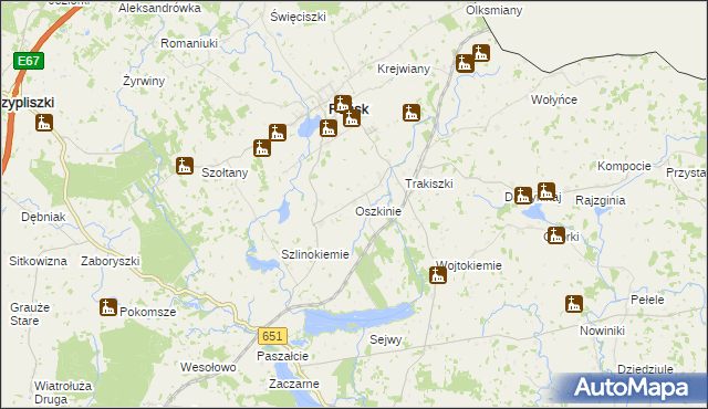 mapa Oszkinie, Oszkinie na mapie Targeo