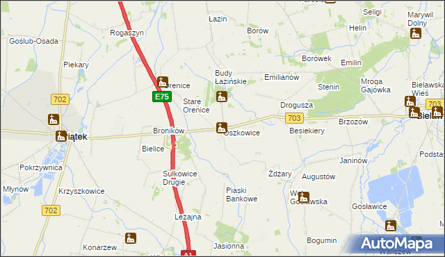 mapa Oszkowice, Oszkowice na mapie Targeo