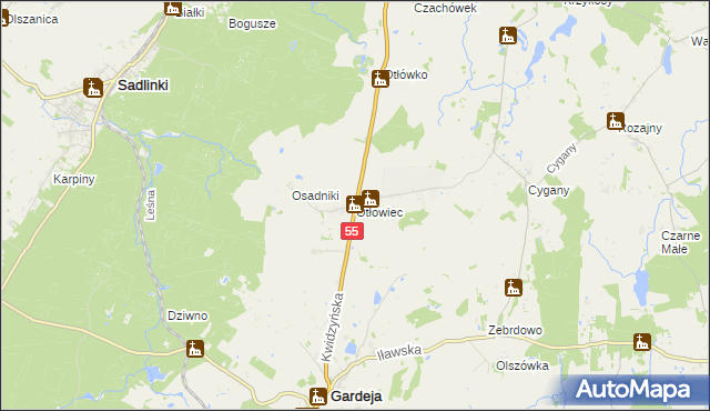 mapa Otłowiec, Otłowiec na mapie Targeo