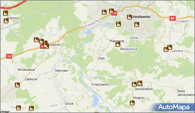 mapa Otok gmina Bolesławiec, Otok gmina Bolesławiec na mapie Targeo