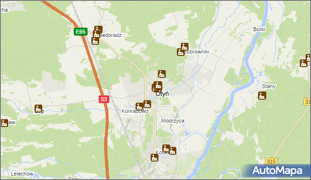 mapa Otyń, Otyń na mapie Targeo