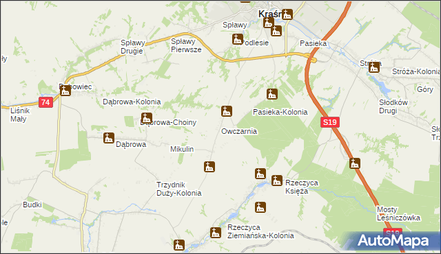 mapa Owczarnia gmina Trzydnik Duży, Owczarnia gmina Trzydnik Duży na mapie Targeo