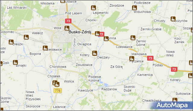 mapa Owczary gmina Busko-Zdrój, Owczary gmina Busko-Zdrój na mapie Targeo