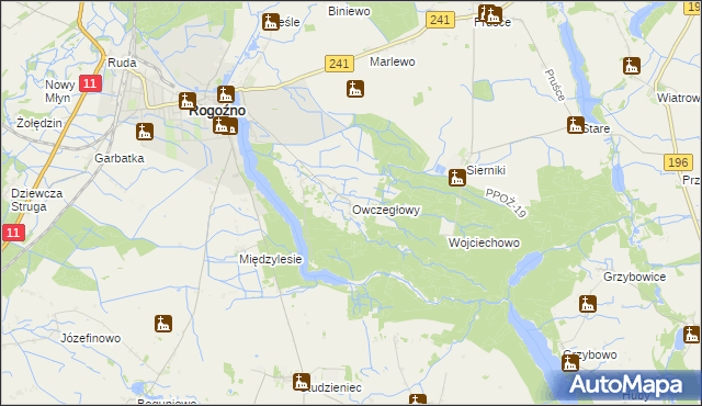 mapa Owczegłowy, Owczegłowy na mapie Targeo