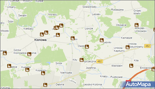 mapa Owieczki gmina Klonowa, Owieczki gmina Klonowa na mapie Targeo