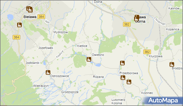 mapa Owiesno, Owiesno na mapie Targeo