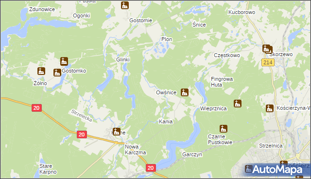 mapa Owśnice, Owśnice na mapie Targeo