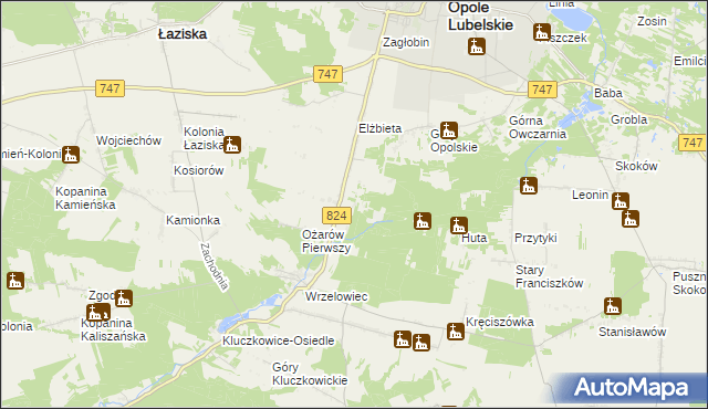 mapa Ożarów Drugi, Ożarów Drugi na mapie Targeo