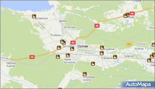 mapa Ozimek, Ozimek na mapie Targeo