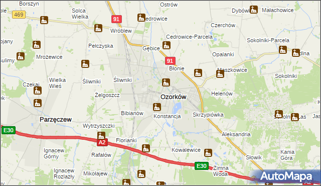 mapa Ozorków, Ozorków na mapie Targeo