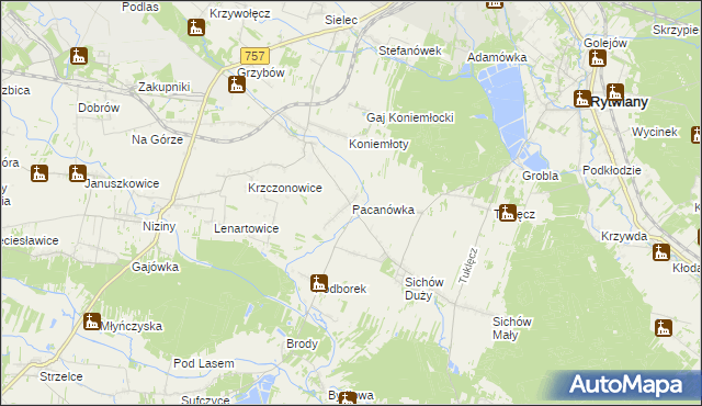 mapa Pacanówka, Pacanówka na mapie Targeo
