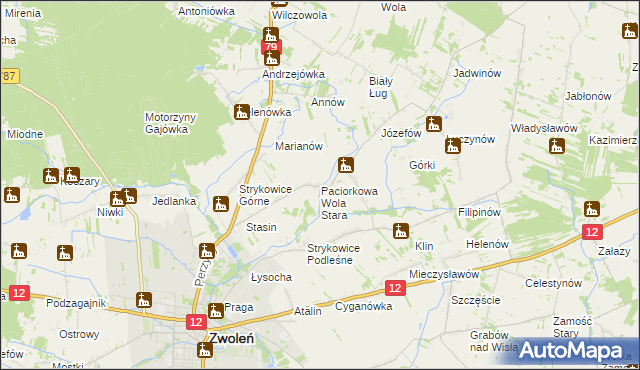 mapa Paciorkowa Wola Stara, Paciorkowa Wola Stara na mapie Targeo