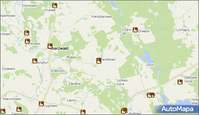 mapa Pacółtowo gmina Grunwald, Pacółtowo gmina Grunwald na mapie Targeo