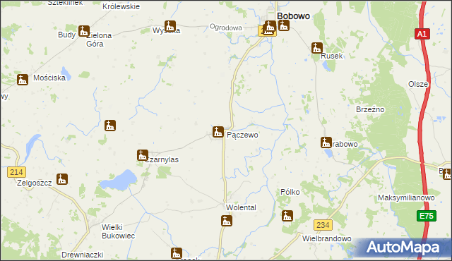 mapa Pączewo, Pączewo na mapie Targeo