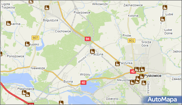 mapa Paczyna, Paczyna na mapie Targeo